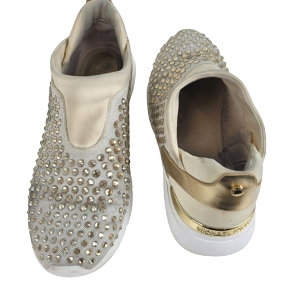 Micheal kors sports luxe slid on gold rhinestone trainers
